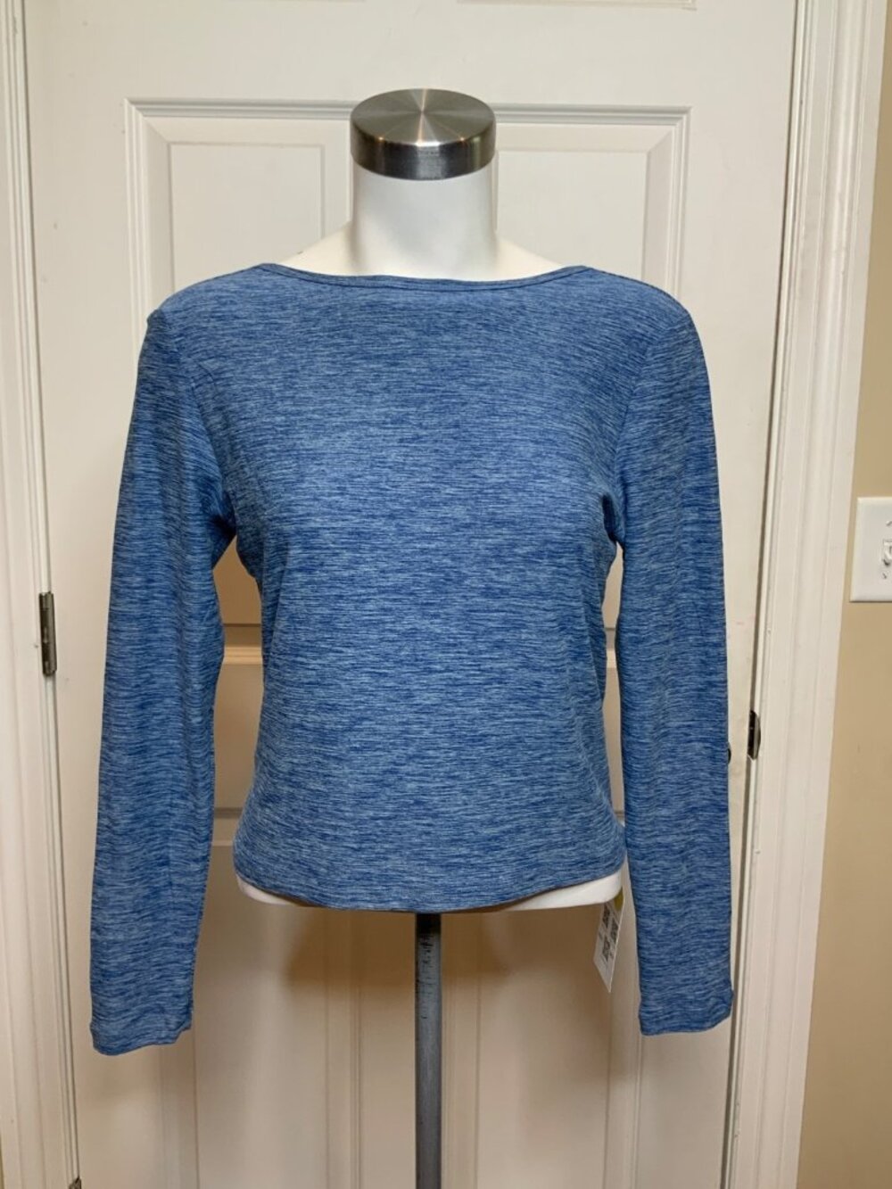 Kyodan Blue Heathered Open Back Athletic Top, Size XS